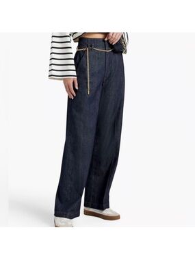 Frame Denim Dark Indigo Jeans with Gold Stitching